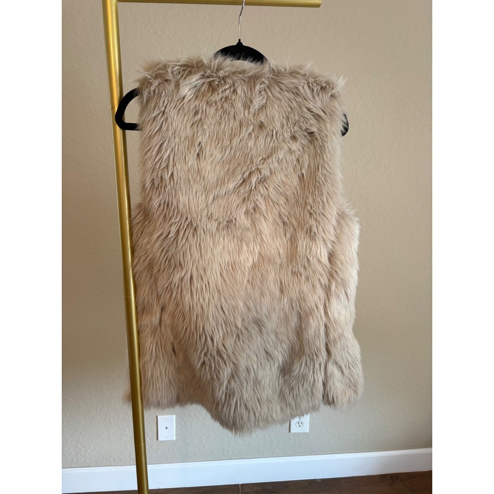 GAP Women Tan Beige Shaggy Faux Fur Vest S Gorpcore Outdoors Glam Layering Boho - Picture 5 of 7